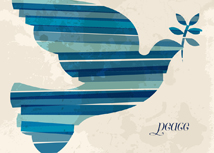 Blue Striped Dove of Peace Holiday Greeting Card