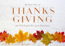 Fall Leaf Line-up Business Thanksgiving Card